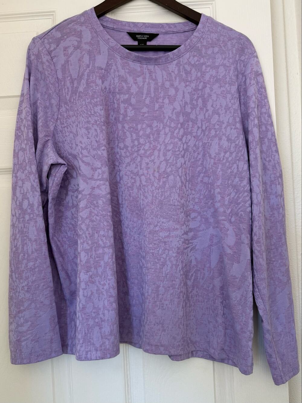 Simply Vera Vera Wang Purple Tonal Textured Long Sleeve Top XXL